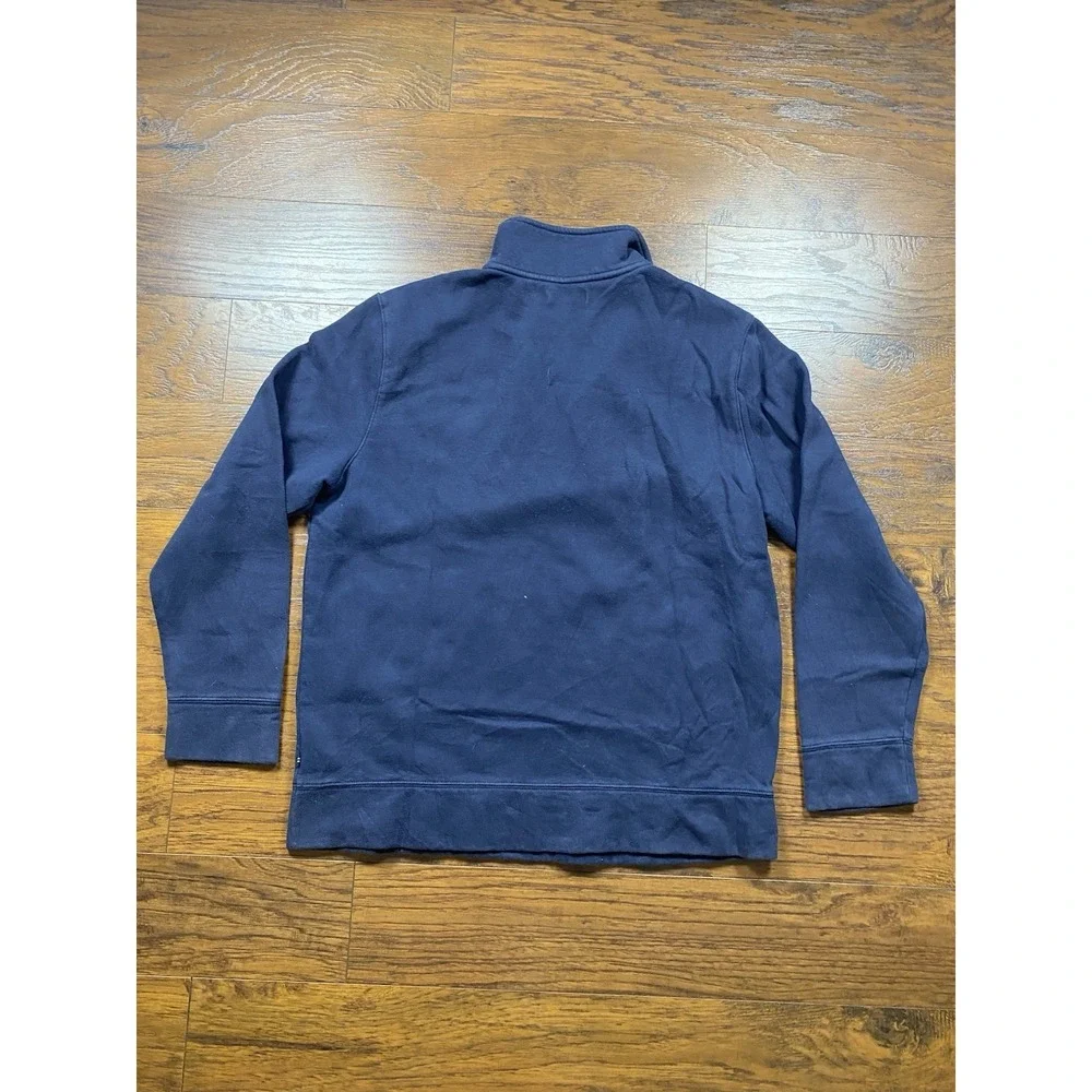 Vintage 90s Nautica Jeans Co Men Quarter Zip Fleece Cotton Navy Blue Sweater XL